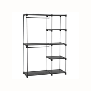 Freestanding Closet Organizer with Shelves, Hanging Rods