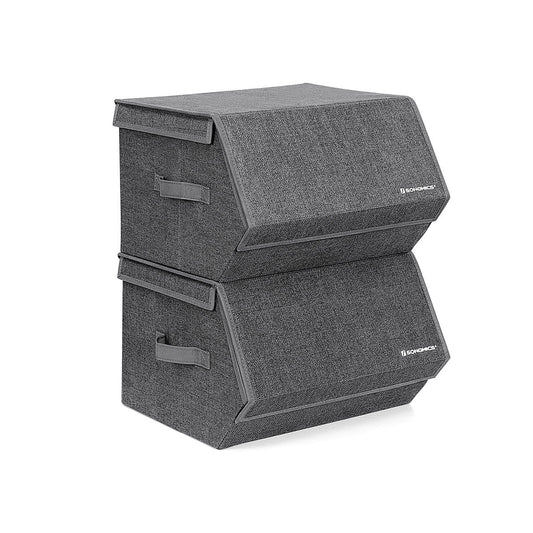 Set of 2 Grey Storage Boxes with Magnetic Hinged Lid - image 1