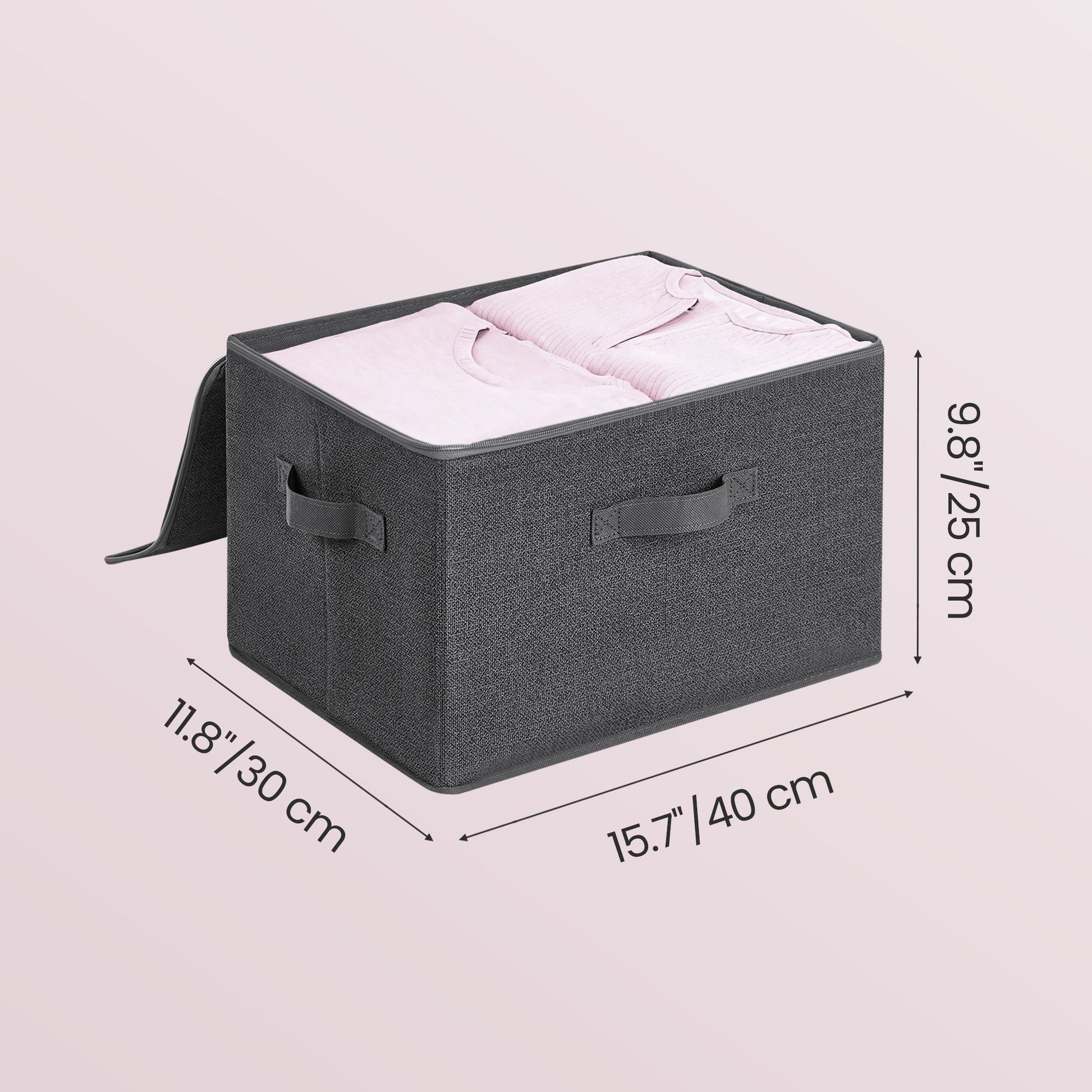 Set of 3 Foldable Storage Boxes with Lids and Handles, Non-Woven Clothes Organiser Baskets - image 3