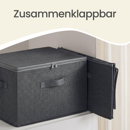 Set of 3 Foldable Storage Boxes with Lids and Handles, Non-Woven Clothes Organiser Baskets