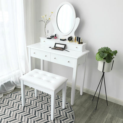 Padded Wooden Piano Vanity Bench Stool with Music Storage
