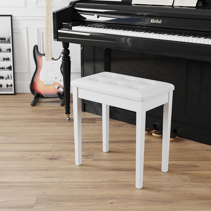 Padded Wooden Piano Vanity Bench Stool with Music Storage