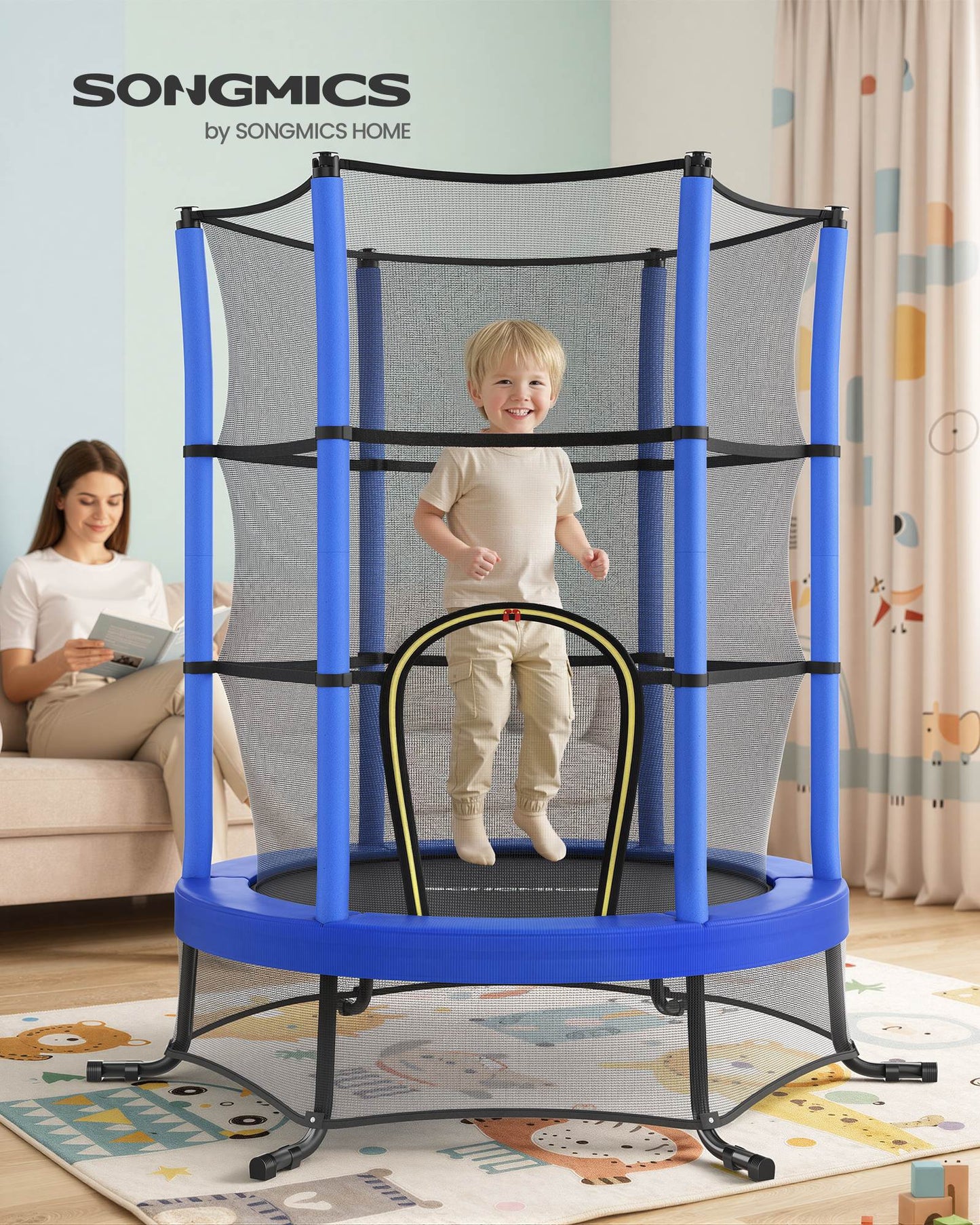 6 ft Kids Trampoline with Enclosure, Safety Net, Mini Small Fitness Trampoline for Kids Children Toddler - image 3