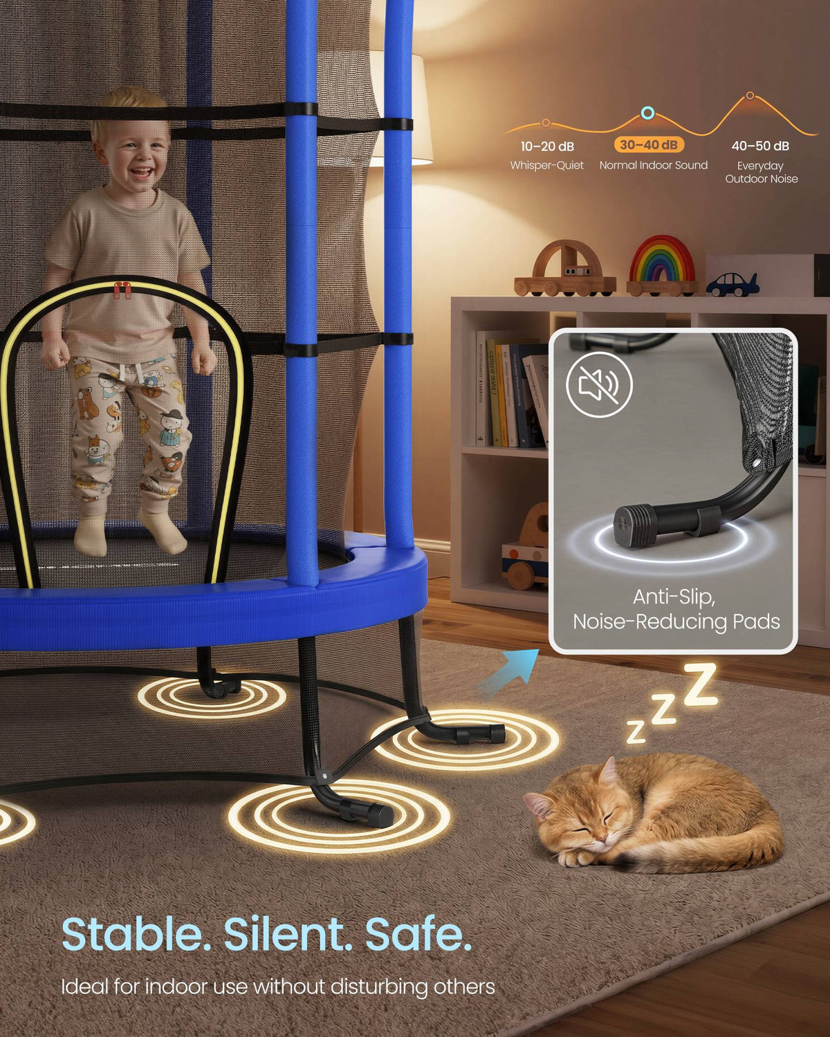 6 ft Kids Trampoline with Enclosure, Safety Net, Mini Small Fitness Trampoline for Kids Children Toddler - image 6