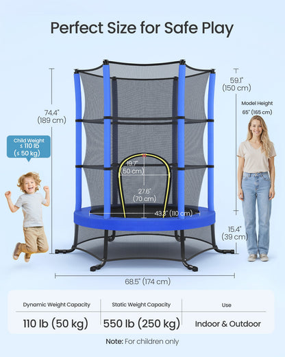 6 ft Kids Trampoline with Enclosure, Safety Net, Mini Small Fitness Trampoline for Kids Children Toddler - image 7