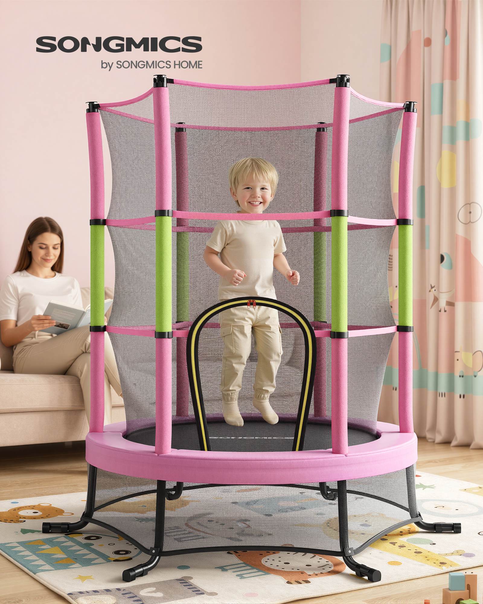 6 ft Kids Trampoline with Enclosure, Safety Net, Mini Small Fitness Trampoline for Kids Children Toddler - image 17