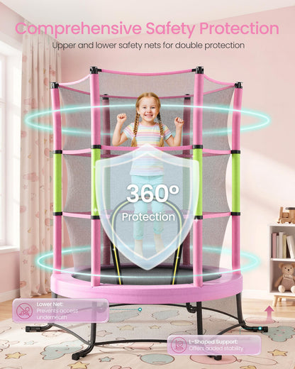 6 ft Kids Trampoline with Enclosure, Safety Net, Mini Small Fitness Trampoline for Kids Children Toddler - image 19