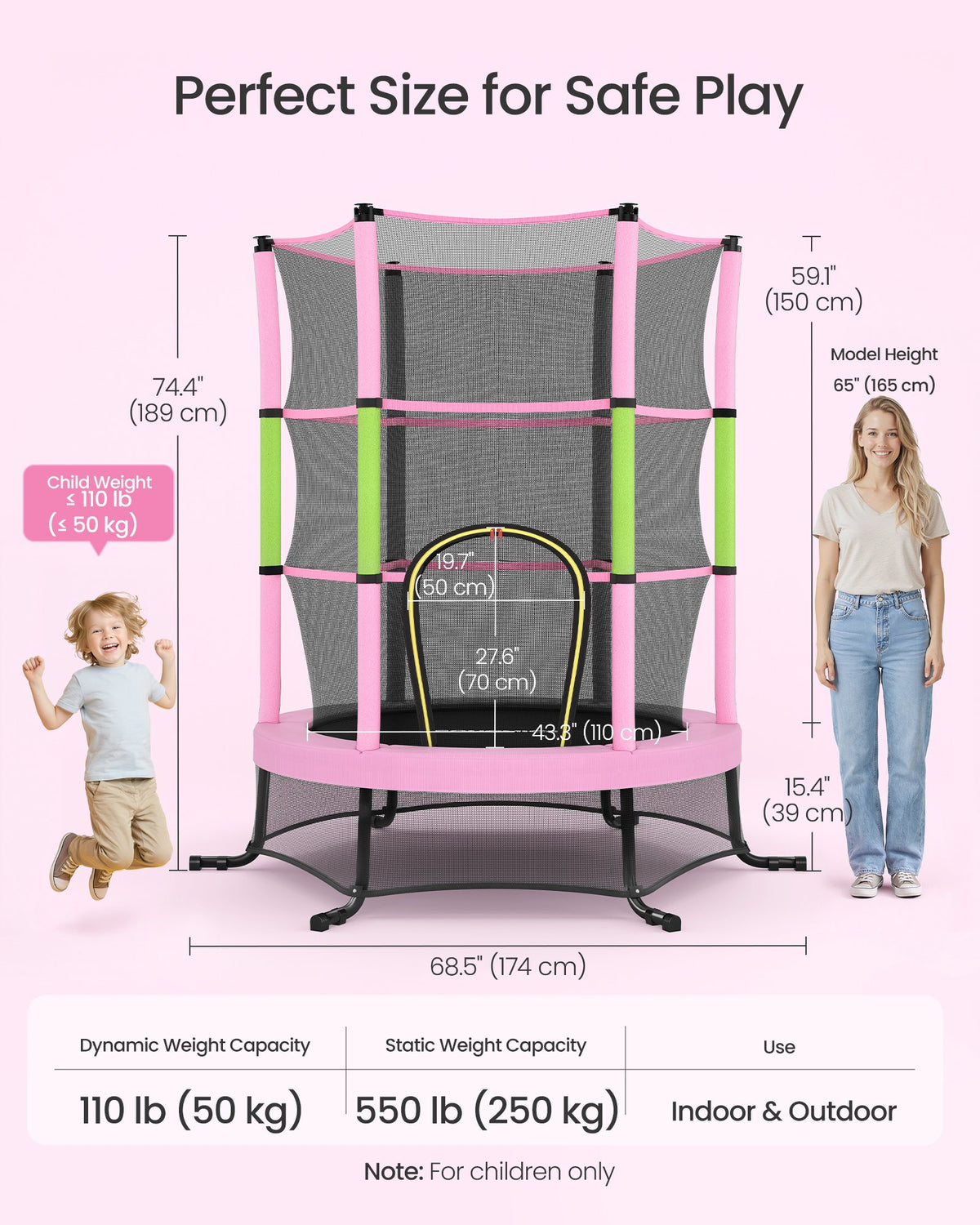 6 ft Kids Trampoline with Enclosure, Safety Net, Mini Small Fitness Trampoline for Kids Children Toddler - image 21