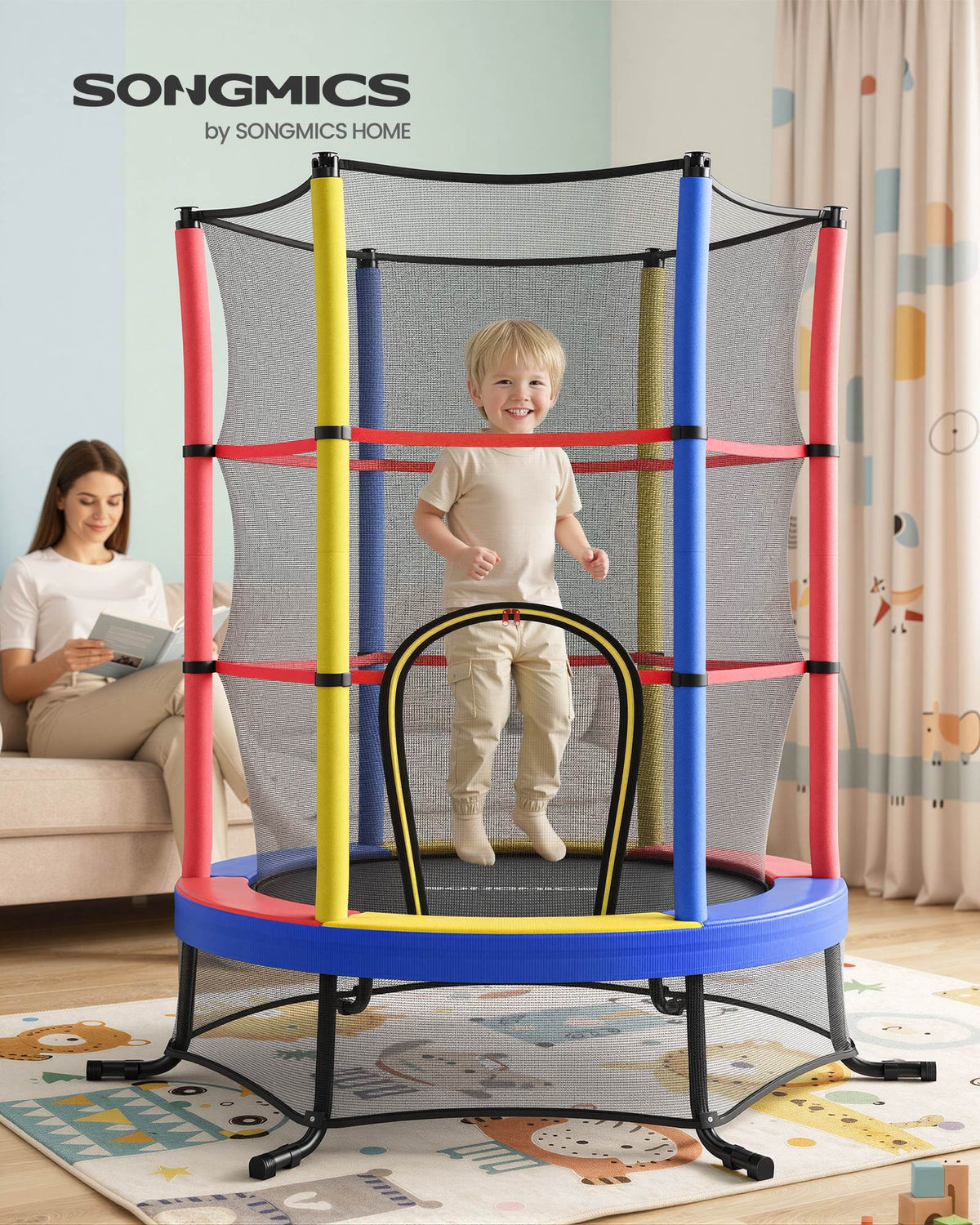 6 ft Kids Trampoline with Enclosure, Safety Net, Mini Small Fitness Trampoline for Kids Children Toddler - image 10