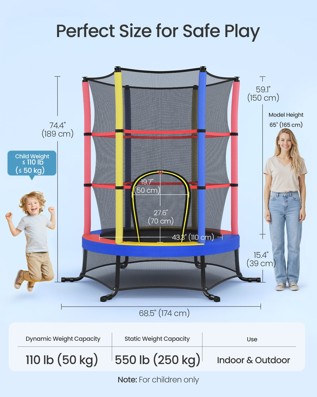6 ft Kids Trampoline with Enclosure, Safety Net, Mini Small Fitness Trampoline for Kids Children Toddler - image 14