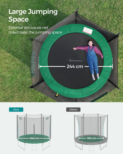 Children’s Trampoline with Safety Net, Ladder, 180 cm High, Blue - image 22