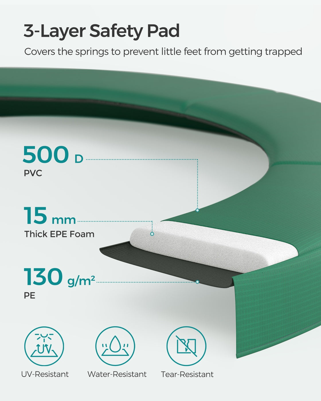 Children’s Trampoline with Safety Net, Ladder, 180 cm High, Blue - image 34