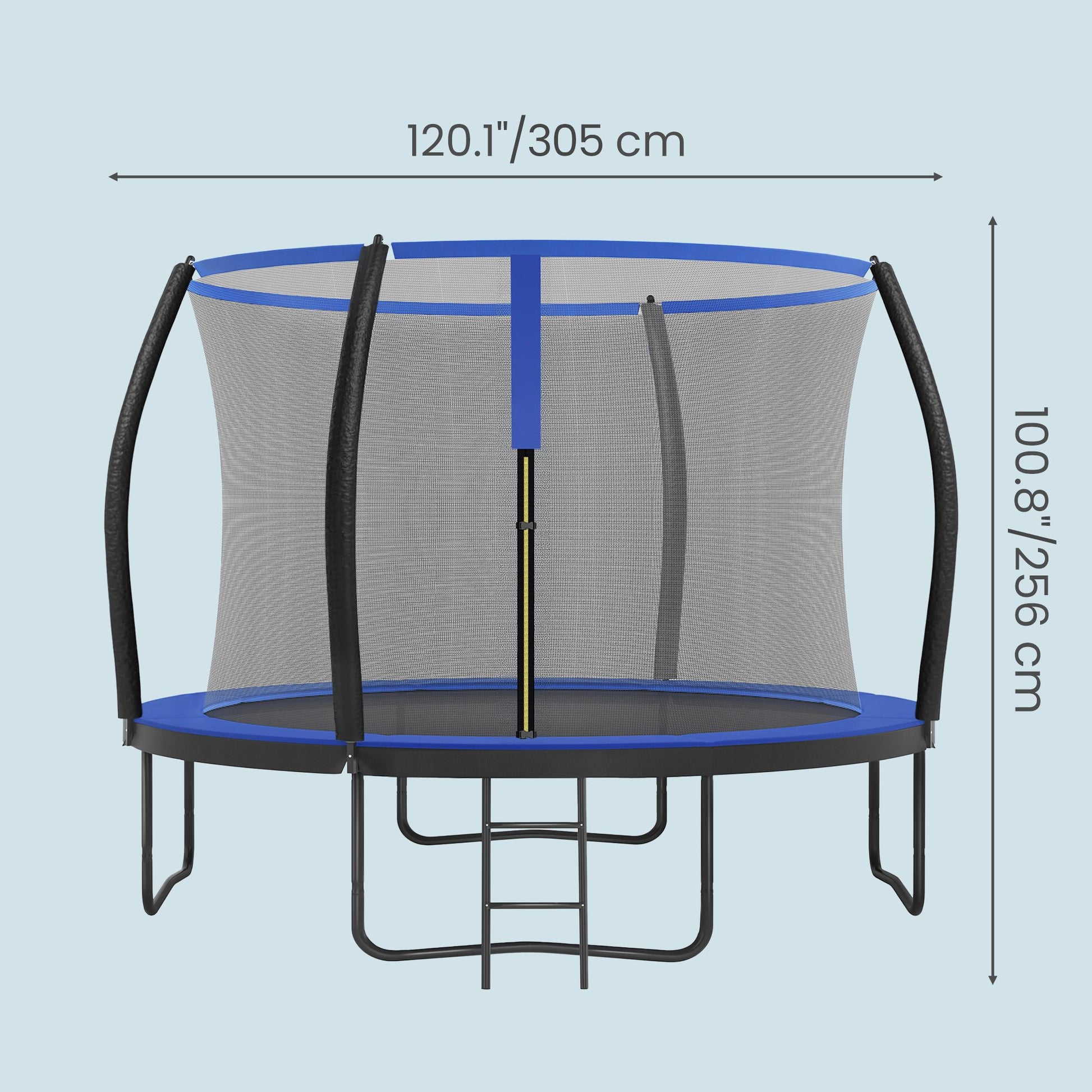 Outdoor Trampoline for Kids with Safety Net, Black + Blue, 10ft - image 3