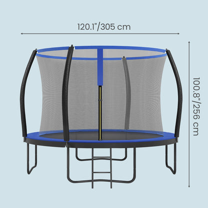 Outdoor Trampoline for Kids with Safety Net, Black + Blue, 10ft - image 3