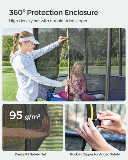 Children’s Trampoline with Safety Net, Ladder, 180 cm High, Blue - image 9