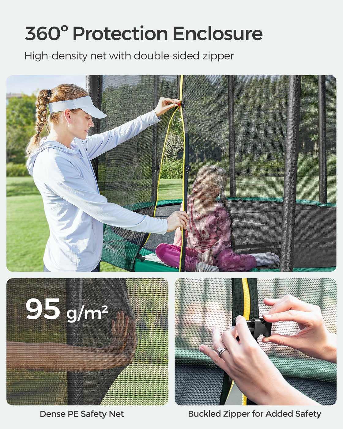 Children’s Trampoline with Safety Net, Ladder, 180 cm High, Blue - image 18