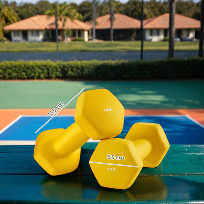 Set of 2 Neoprene Hex Dumbbells, 2 x 1 kg, with Dumbbells Bars - image 5