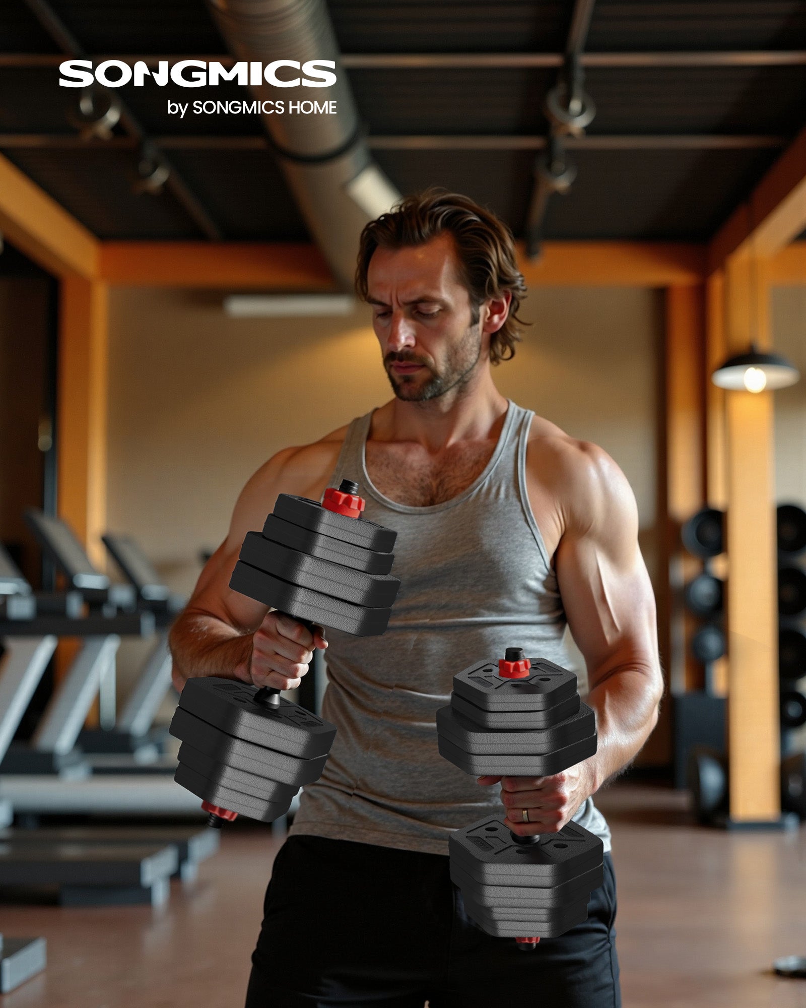 Dumbbell Sets 10 kg Weights Each with Connecting Bar - image 14