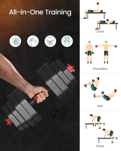 Dumbbell Sets 10 kg Weights Each with Connecting Bar - image 15