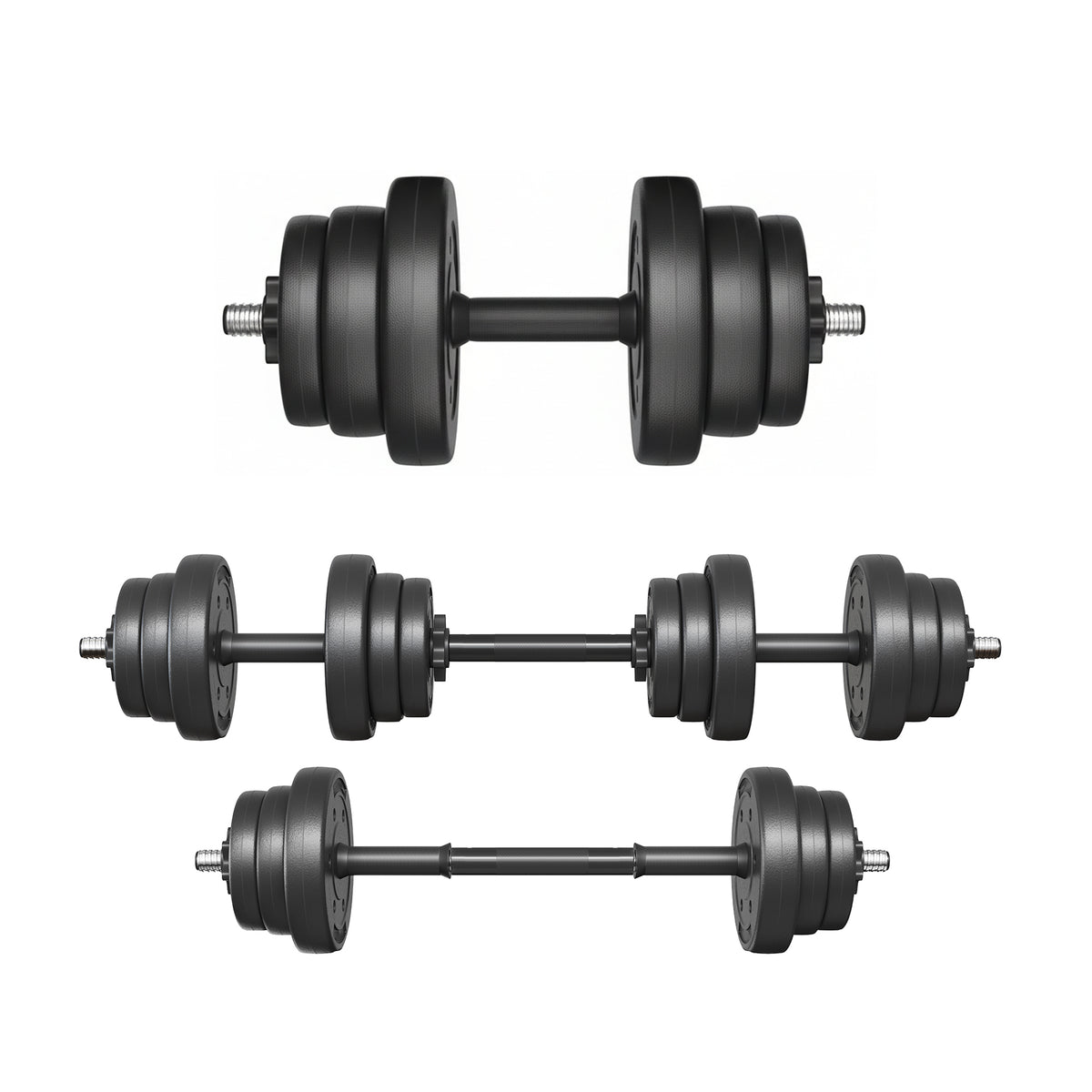 Dumbbells Set, Barbell, 2 x 10 kg Adjustable Dumbbells with Extra Barbell Bar