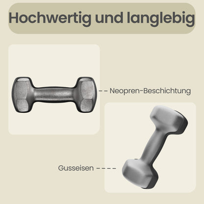 Set of 2 Neoprene Hex Dumbbells, 2 x 5 kg, with Dumbbells Bars
