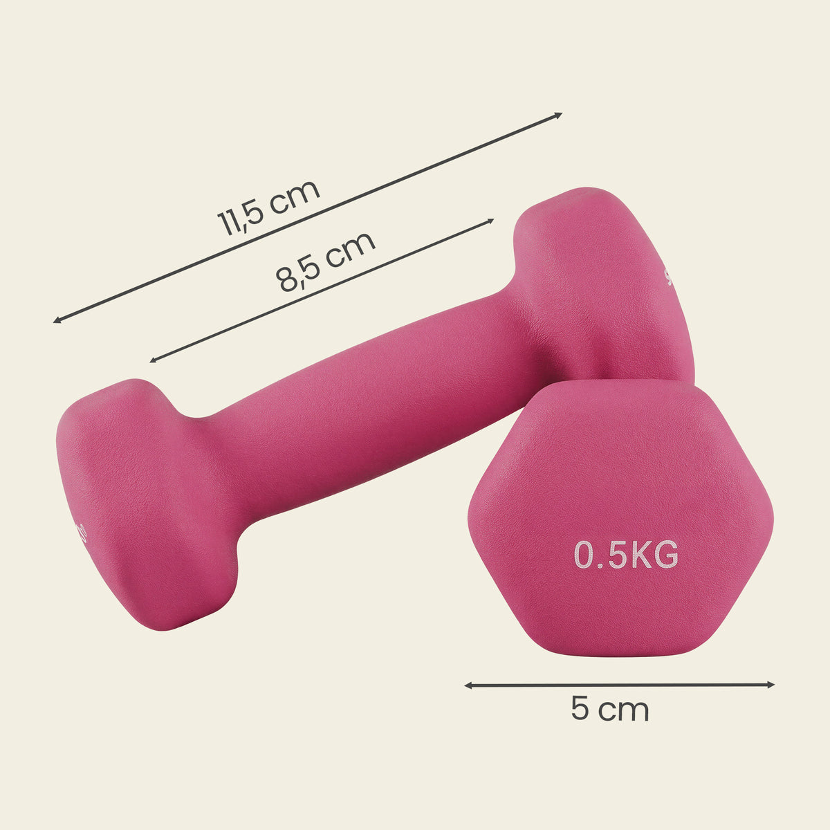 Neoprene Set of 2 Dumbbells, 2 x 0.5 kg, for Workout