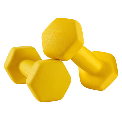 Set of 2 Neoprene Hex Dumbbells, 2 x 1 kg, with Dumbbells Bars
