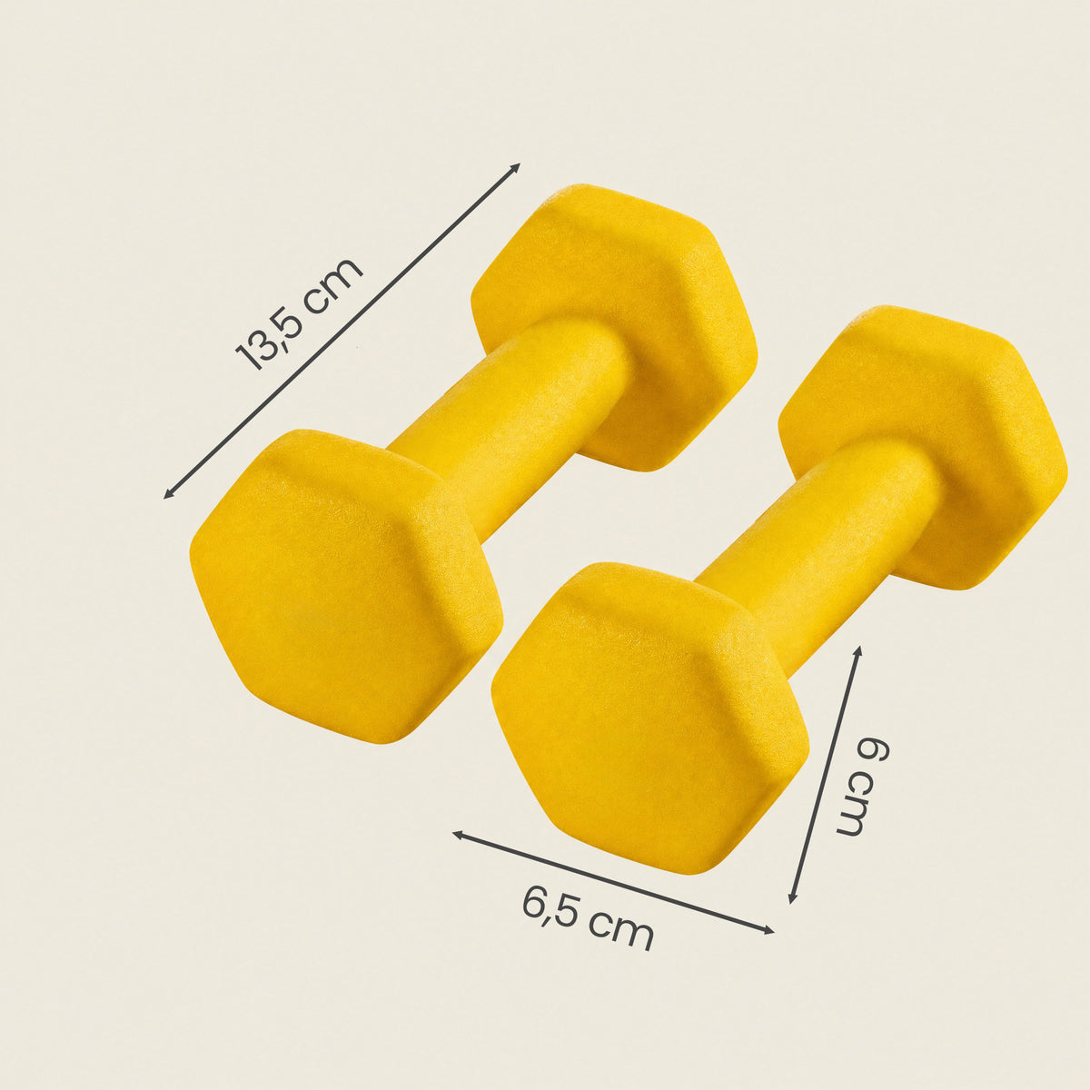 Set of 2 Neoprene Hex Dumbbells, 2 x 1 kg, with Dumbbells Bars