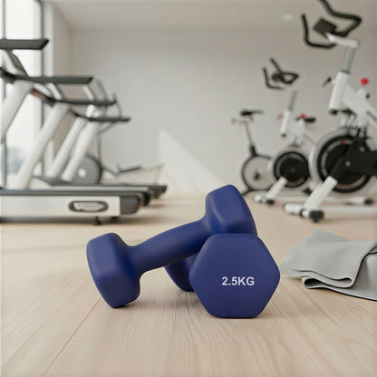 2 x 2.5 kg Set of 2 Neoprene Dumbbells, for Workout Fitness Harbor Blue