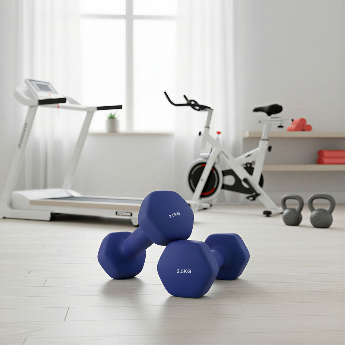 2 x 2.5 kg Set of 2 Neoprene Dumbbells, for Workout Fitness Harbor Blue