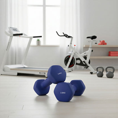 2 x 2.5 kg Set of 2 Neoprene Dumbbells, for Workout Fitness Harbor Blue