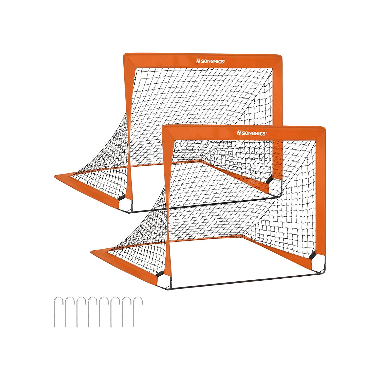 Set of 2 Folding Children's Soccer Goal Orange