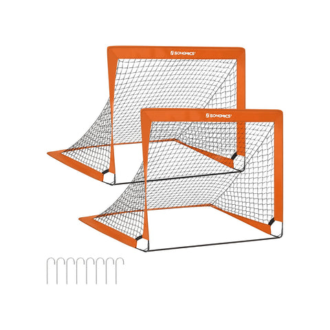 Set of 2 Folding Children's Soccer Goal Orange
