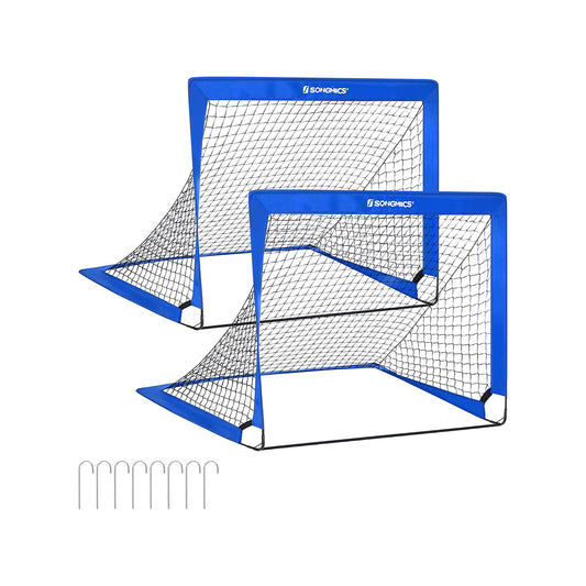 Set of 2 Folding Children's Soccer Goal Blue - image 1