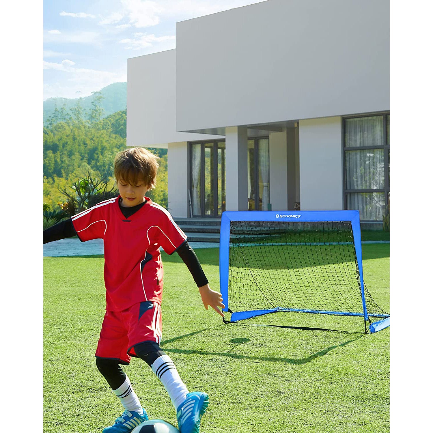 Set of 2 Folding Children's Soccer Goal Blue - image 3