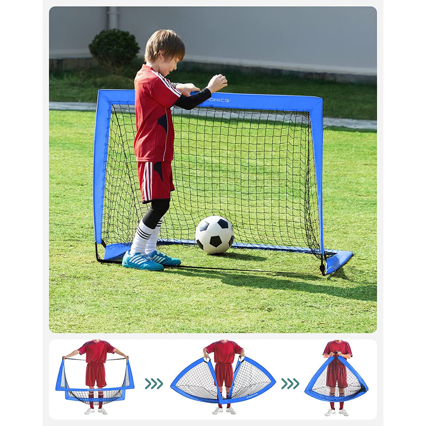 Set of 2 Folding Children's Soccer Goal Blue - image 5