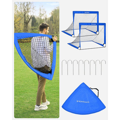 Set of 2 Folding Children's Soccer Goal Blue - image 8