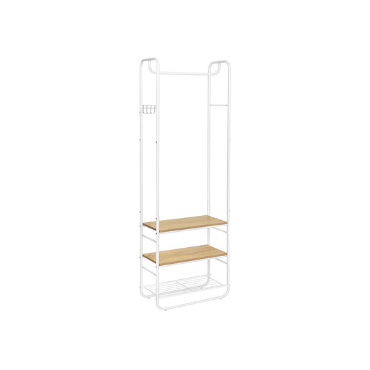 Oak & White Coat Rack with Shoe Rack - image 1