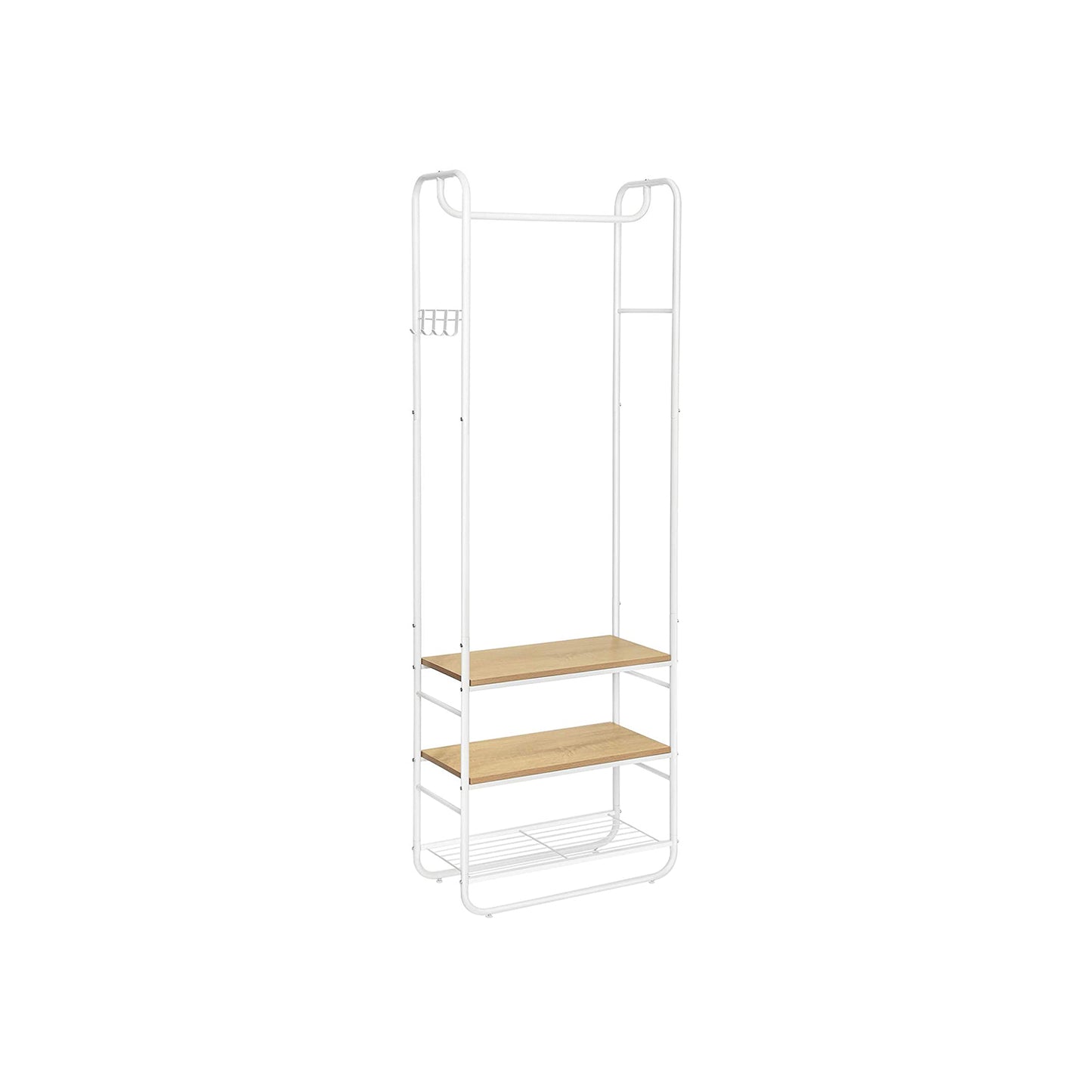 Oak & White Coat Rack with Shoe Rack - image 2