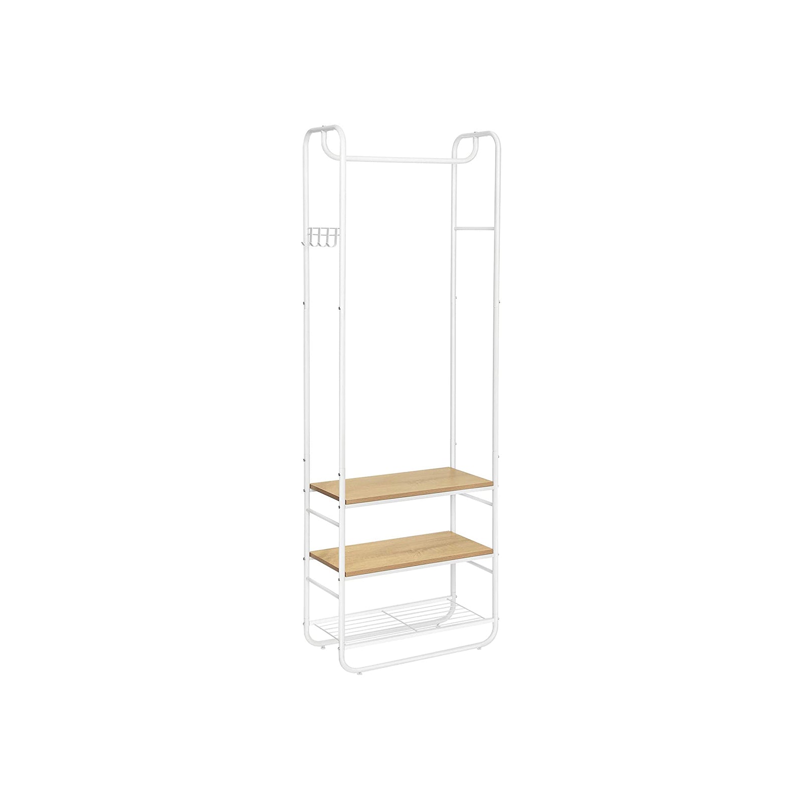 Oak & White Coat Rack with Shoe Rack - image 2