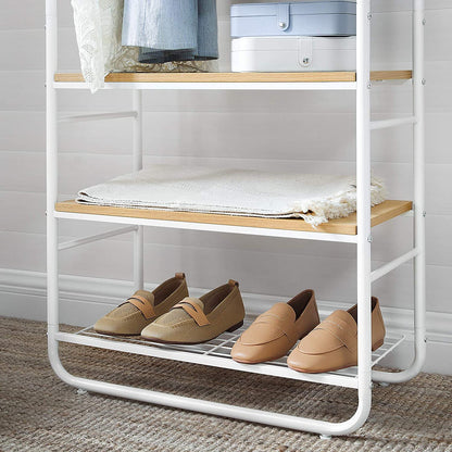 Oak & White Coat Rack with Shoe Rack - image 6