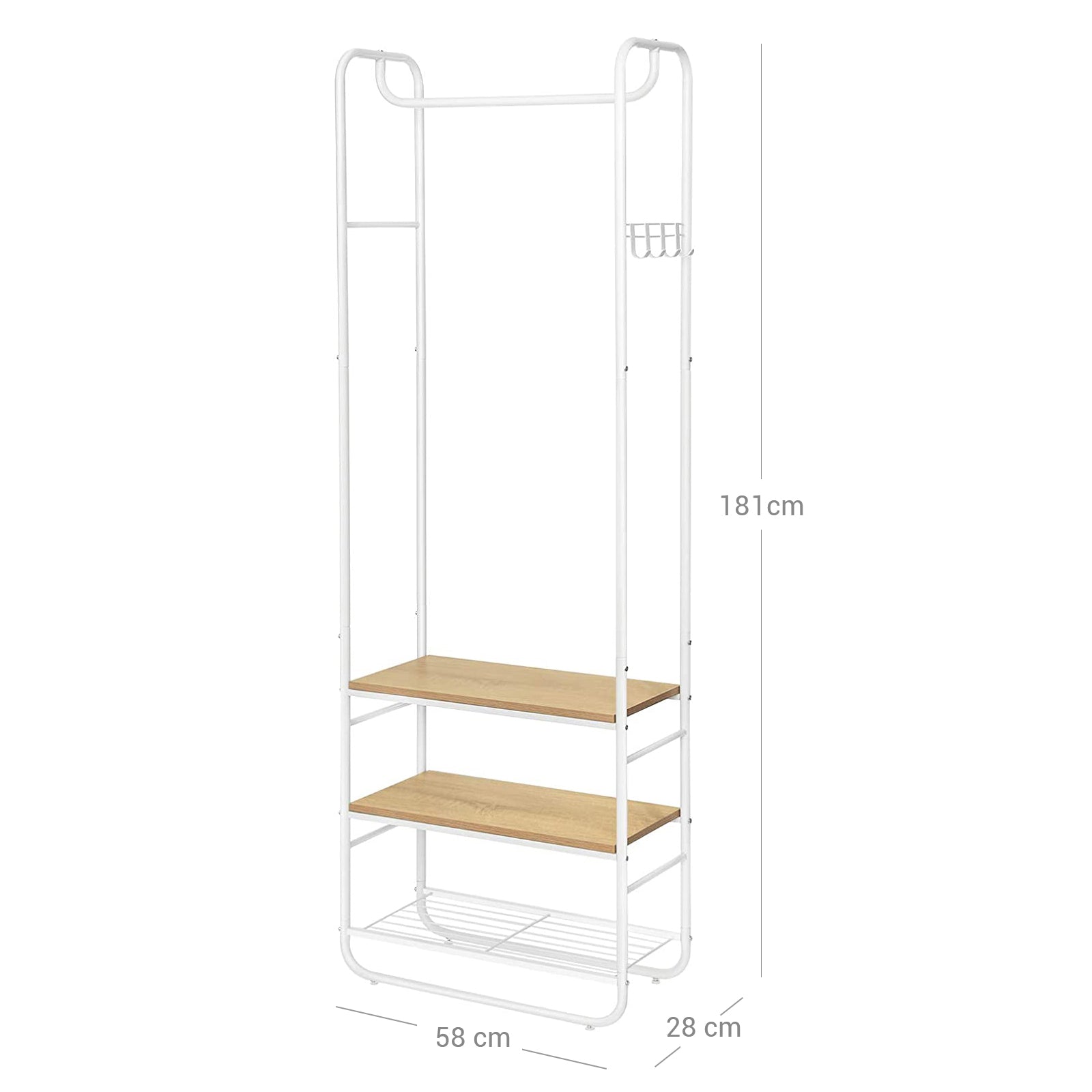 Oak & White Coat Rack with Shoe Rack - image 7
