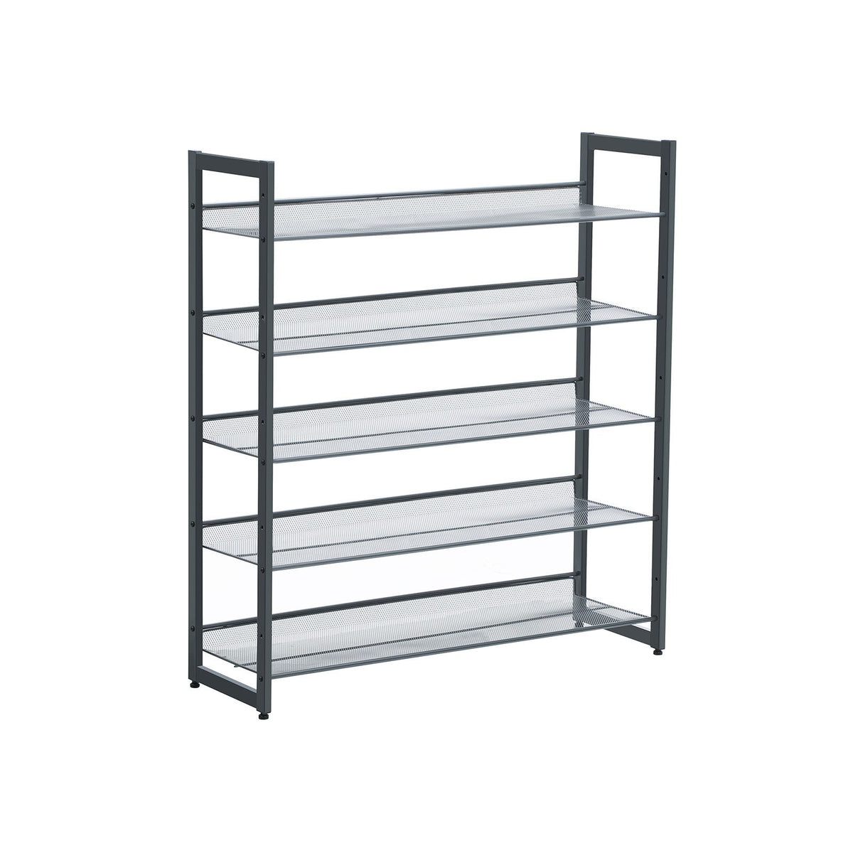 Shoe Rack, 5-Tier Stackable Shoe Storage Shelf, Metal Mesh
