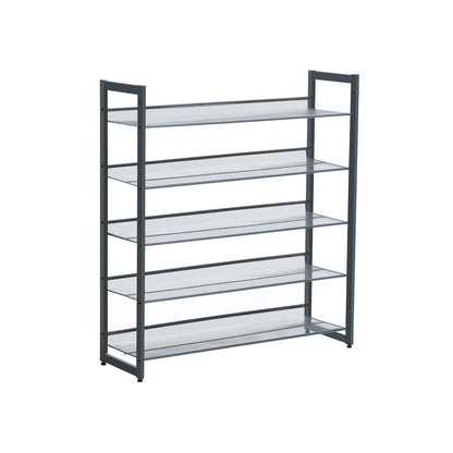 Shoe Rack, 5-Tier Stackable Shoe Storage Shelf, Metal Mesh