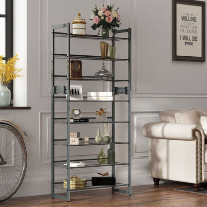 Shoe Rack, 5-Tier Stackable Shoe Storage Shelf, Metal Mesh