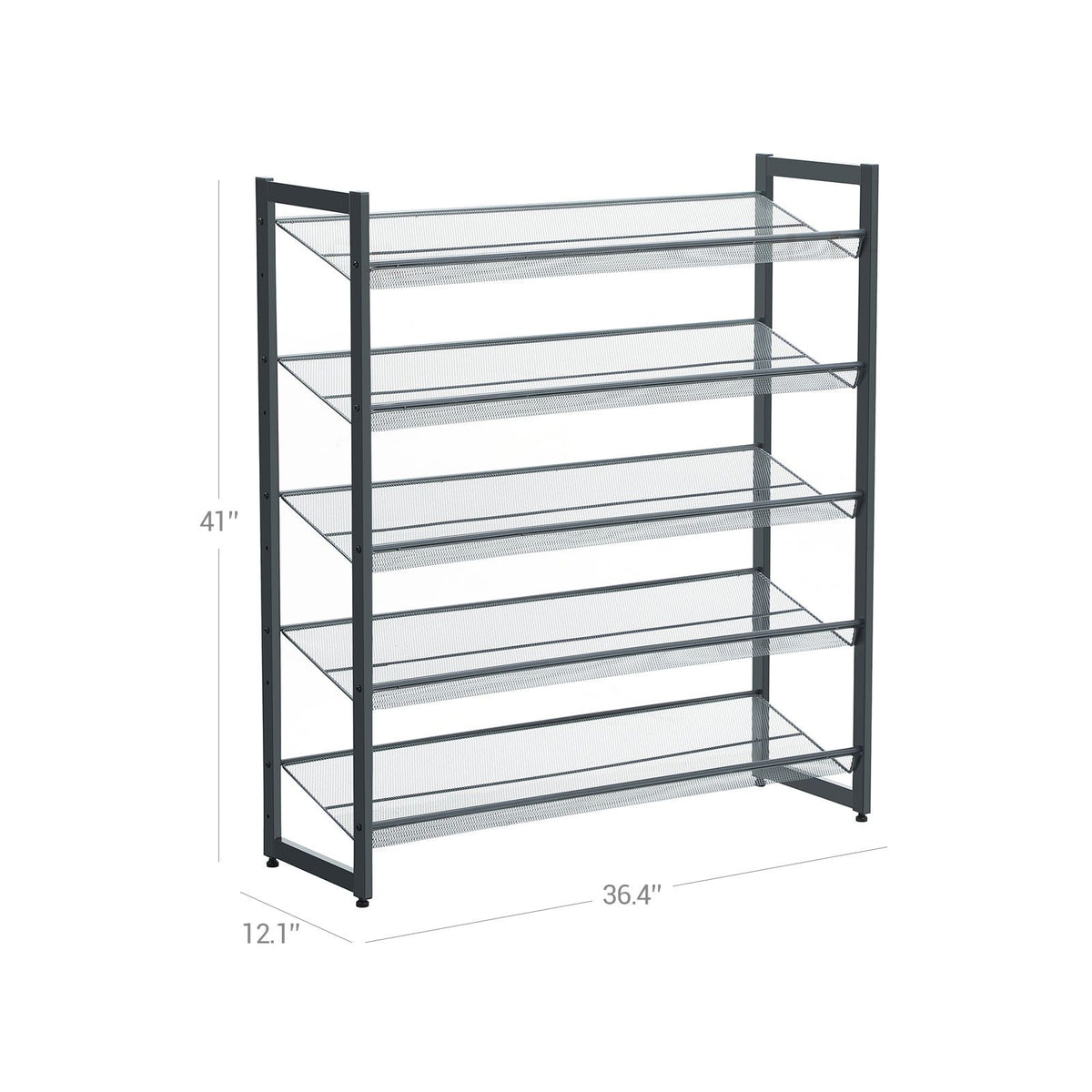 Shoe Rack, 5-Tier Stackable Shoe Storage Shelf, Metal Mesh
