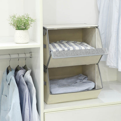 Stackable Storage Bins, Fabric Storage Boxes with Lids, Stackable Storage Cubes with Magnetic Closures - image 2