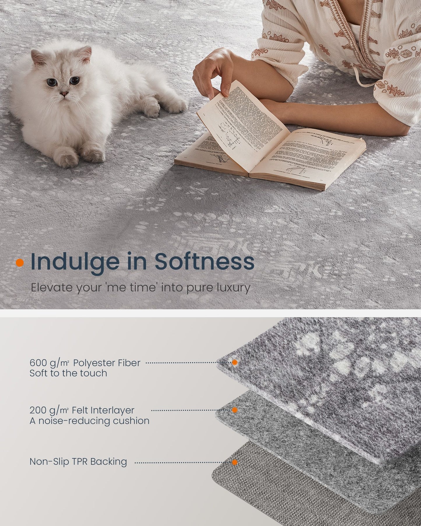 Area rug with non slip design and machine washable 3x5 ft