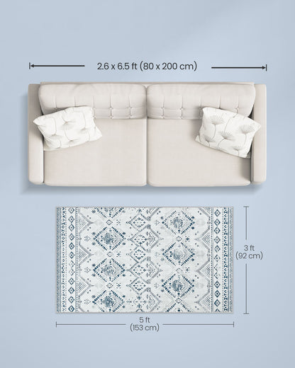 Area rug with non slip design and machine washable 3x5 ft