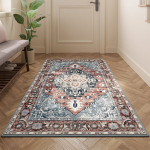 Area Rug, Non-Slip Carpet, Traditional Vintage Style, Machine Washable, Bedroom Kitchen Living Room